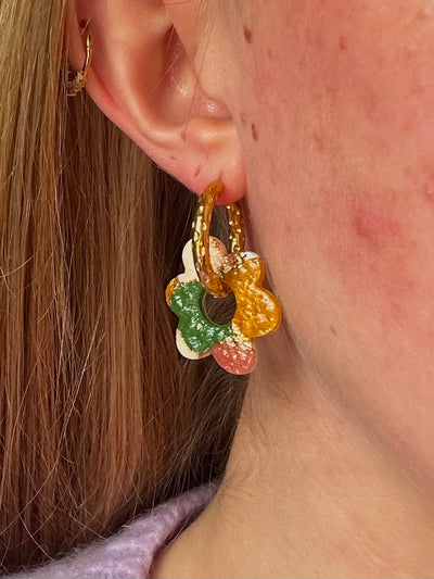 Pampilles Maxi Rosalie - Vert, Jaune, Taupe (sans créoles)