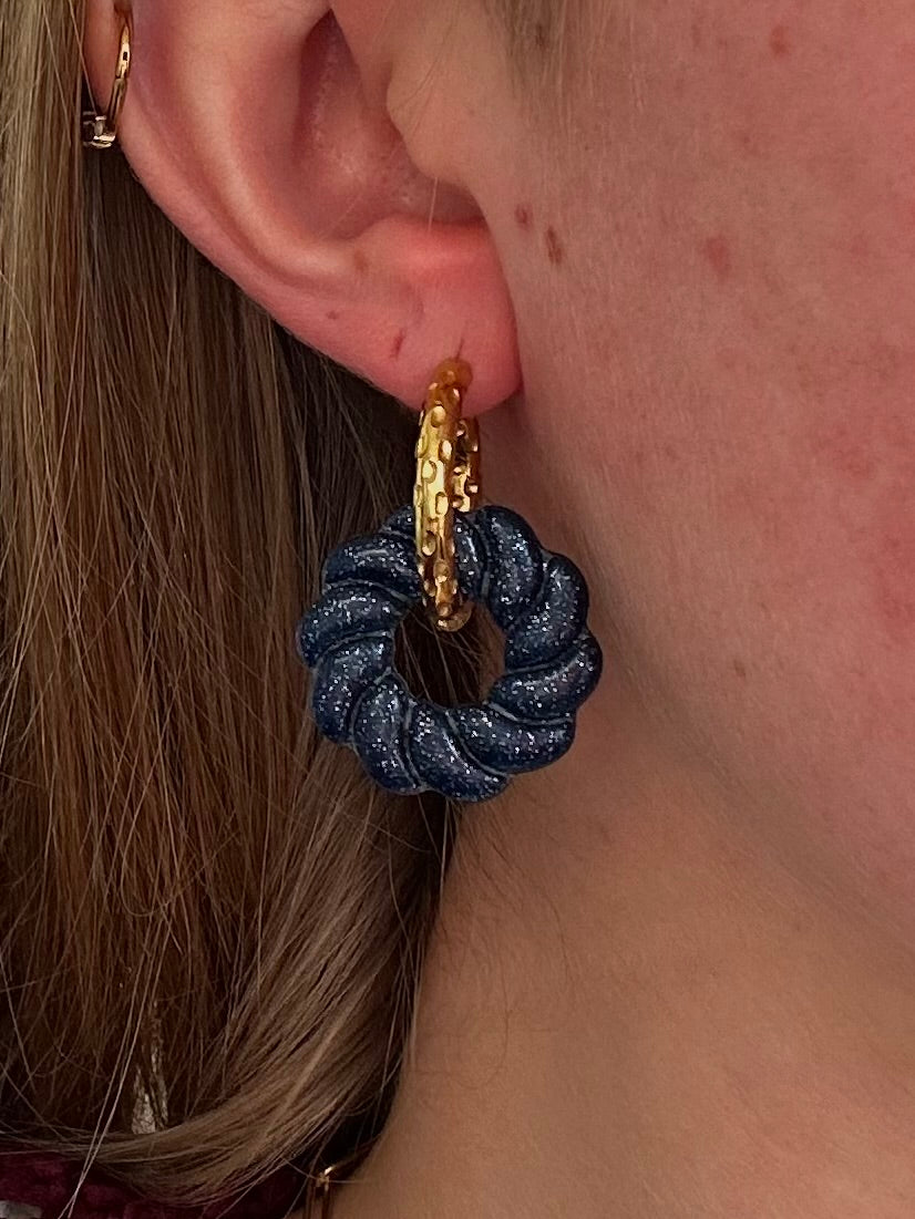 Pampilles Celestia - Bleu pailleté (sans créoles)