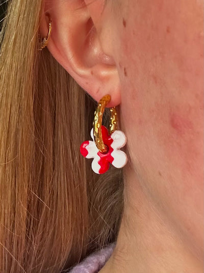 Pampilles Fleur - Rouge et Blanc (sans créoles)