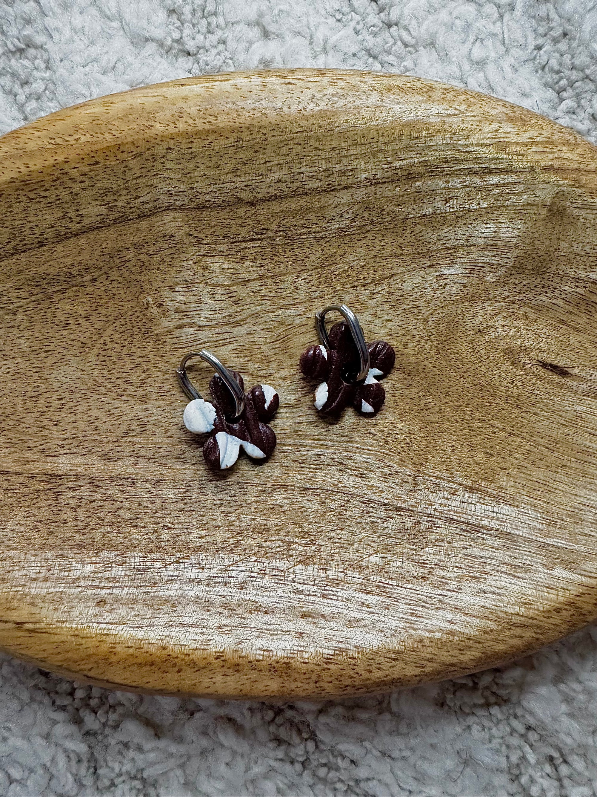 Pampilles - Marron et Blanche (sans créoles)