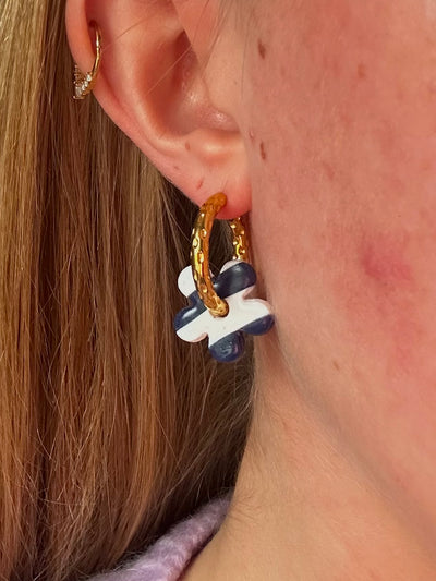 Pampilles Fleur - Rayé Marine et Blanc (sans créoles )