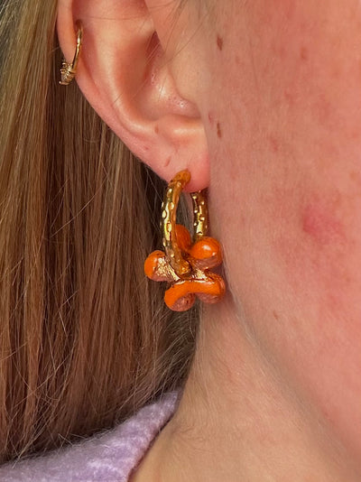 Pampilles Fleur - Orange et Or (sans créoles)