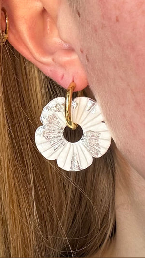Pampilles Avelia - Blanc et Argent (sans créoles)