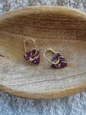 Pampilles - Marbre Bordeaux et Or (sans créoles)