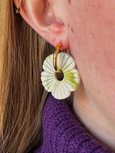 Pampilles Avelia - Vert et Crème (sans créoles)