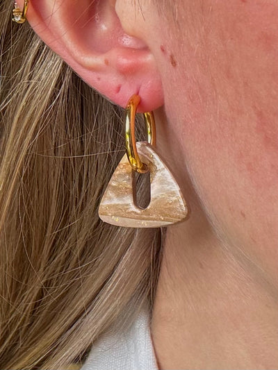 Pampilles Trionis - Marron clair et Blanc (sans créoles)