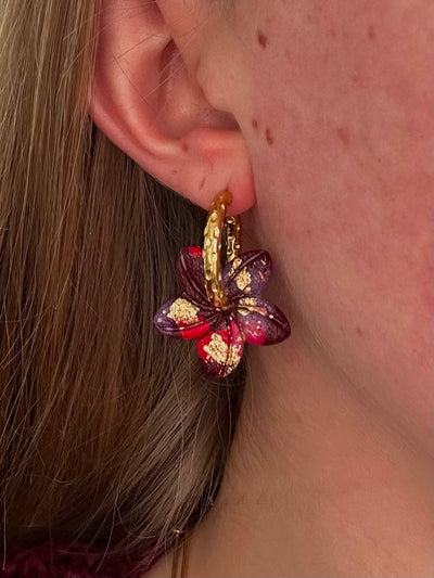 Pampilles Vaiana - Bordeaux et Rouge (sans créoles)