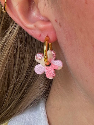 Pampilles Fleur - Rose et Lilas (sans créoles)