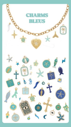Charms à clipser - Bleu (Bracelets et Colliers)
