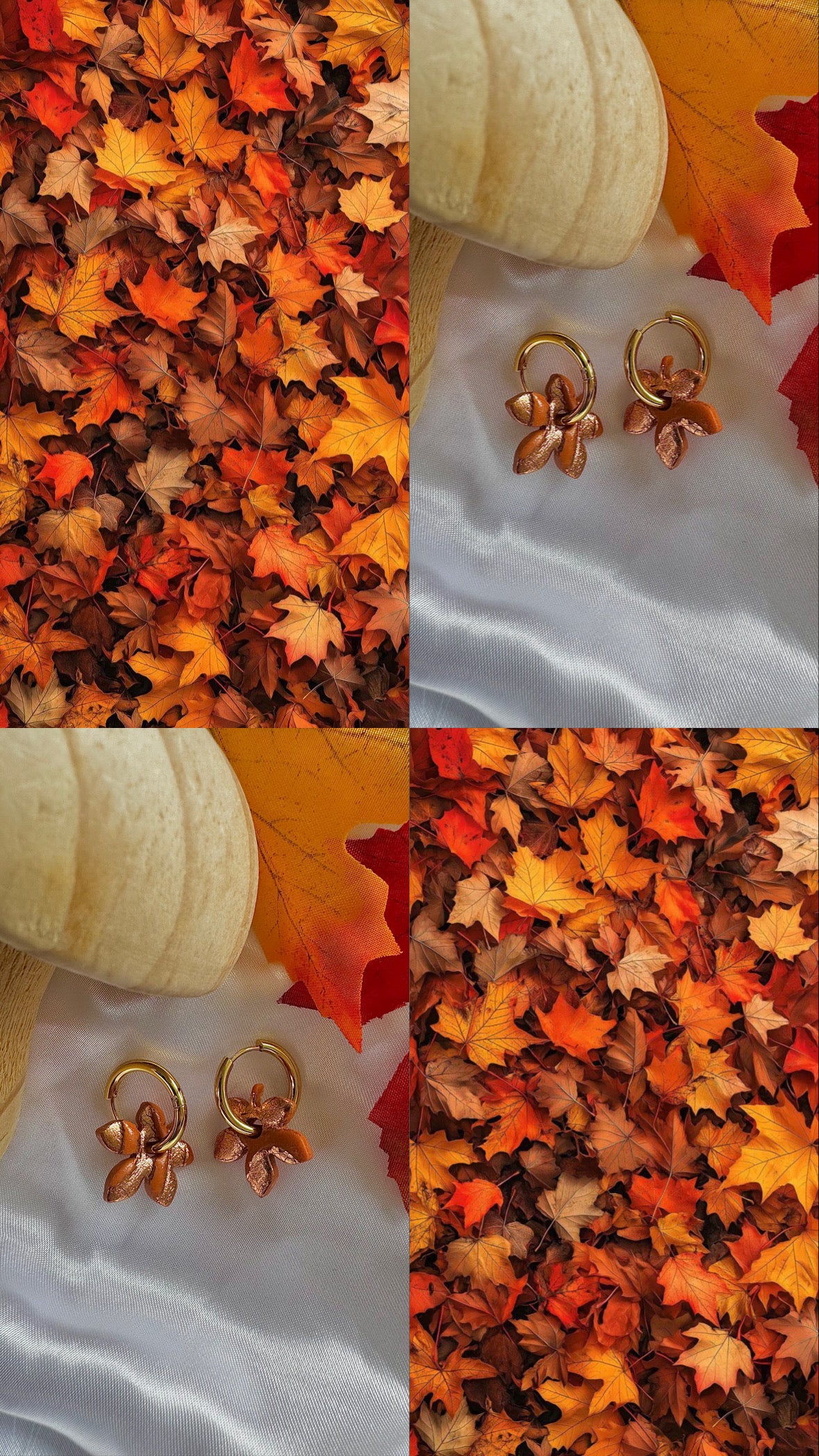 Pampilles - Orange et Feuille d'or (sans créoles)