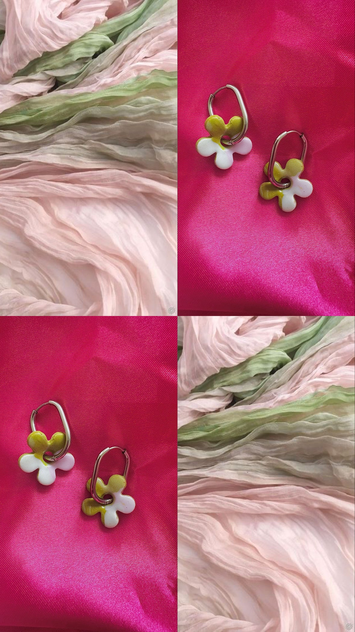 Pampilles - Kaki, Rose pâle, Blanche (sans créoles)