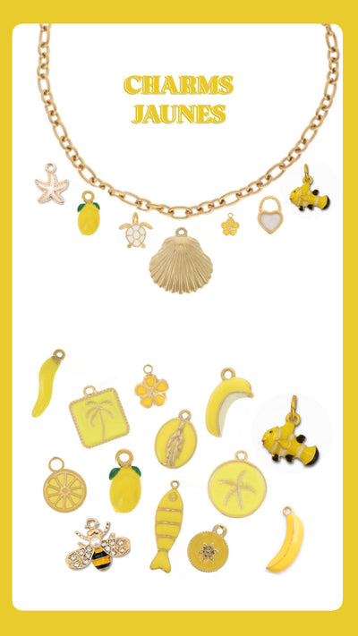 Charms à clipser - Jaune (Bracelets et Colliers)