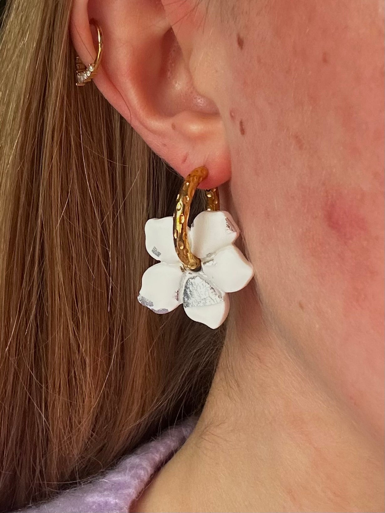 Pampilles Mahora - Blanc et Argent (sans créoles)