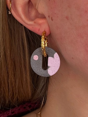 Pampilles Circa - Gris et Rose (sans créoles)