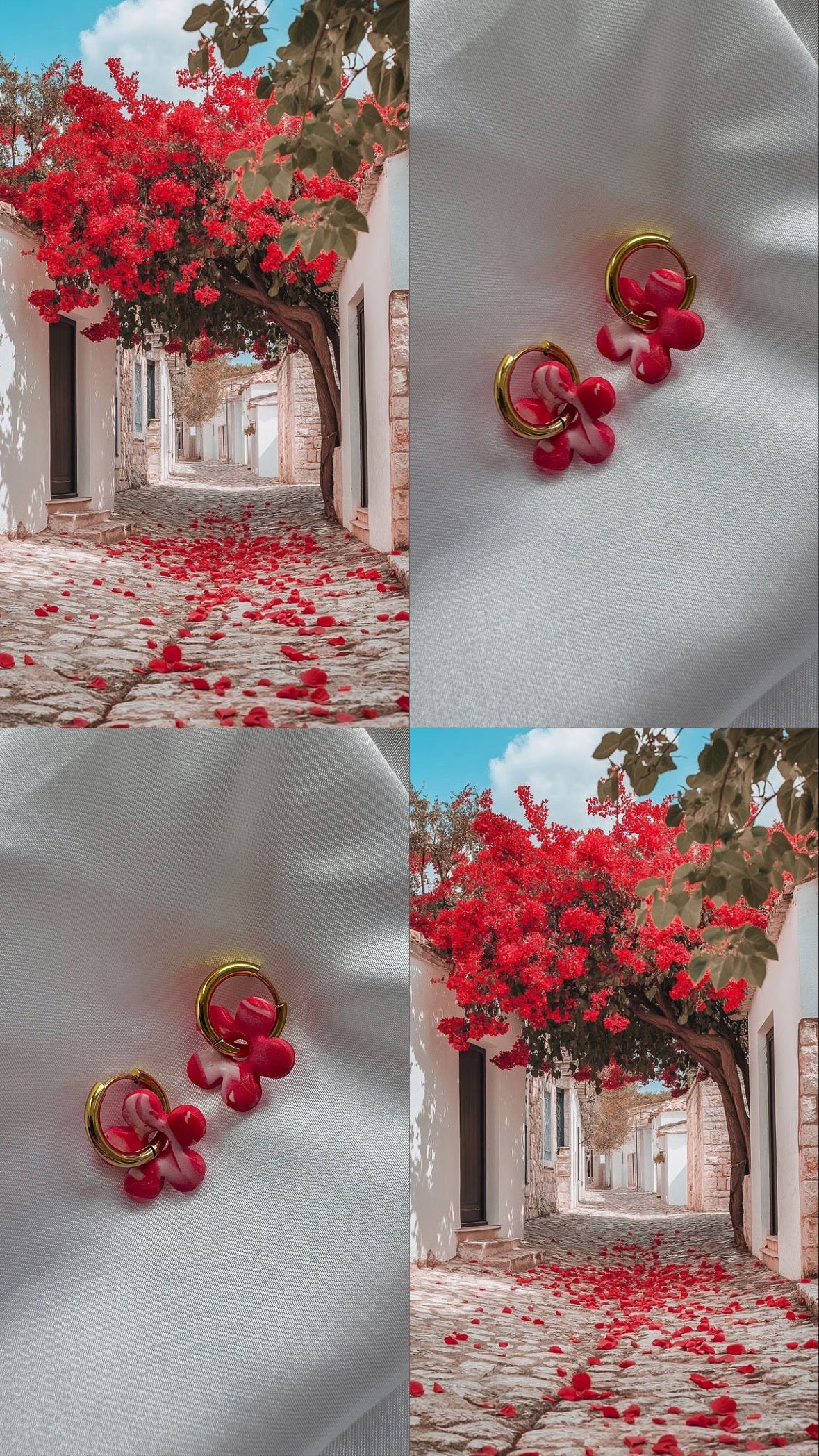 Pampilles - Rouge et Blanche (sans créoles)