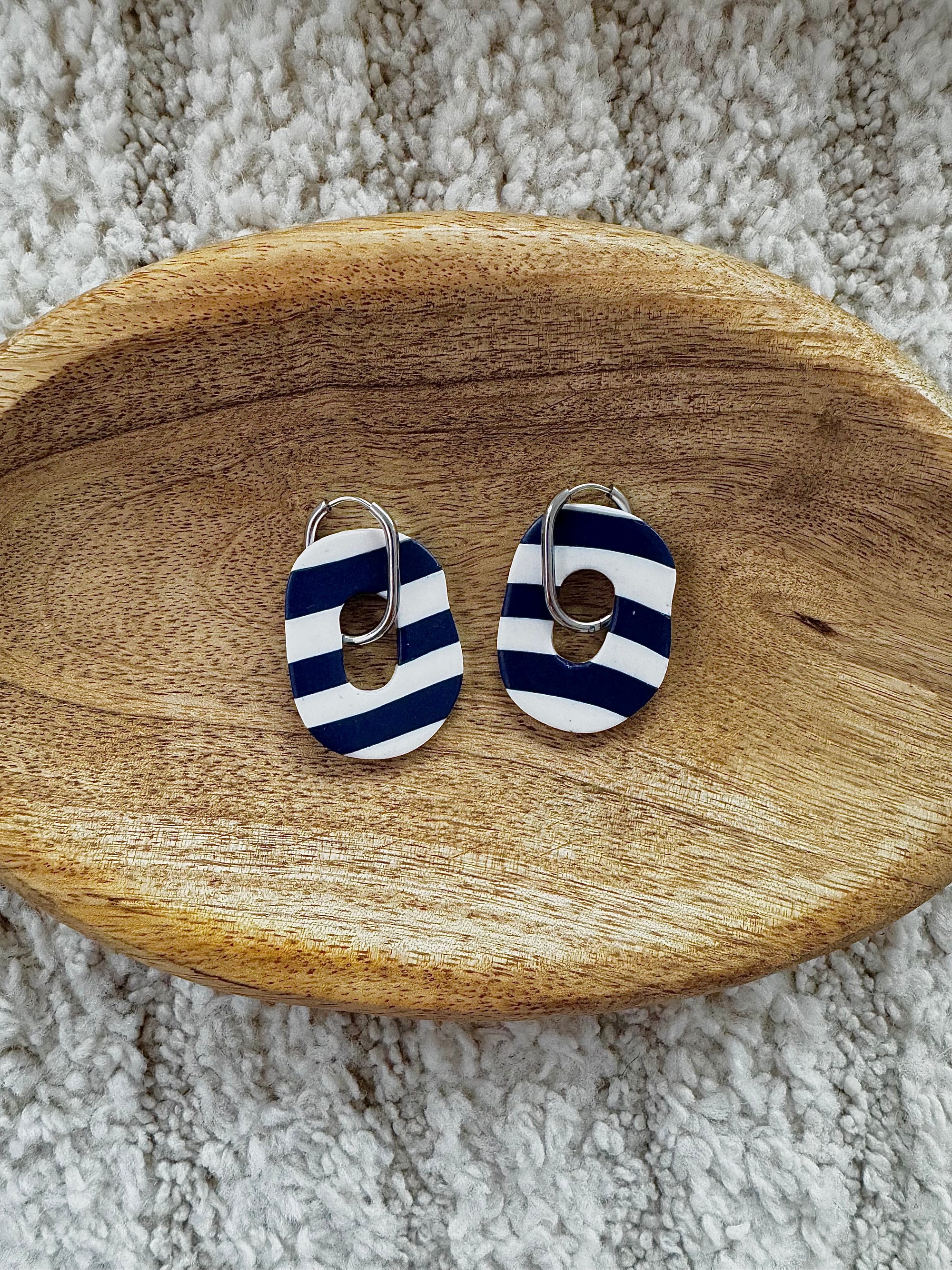 Pampilles - Rayures Marine et Blanches (sans créoles)