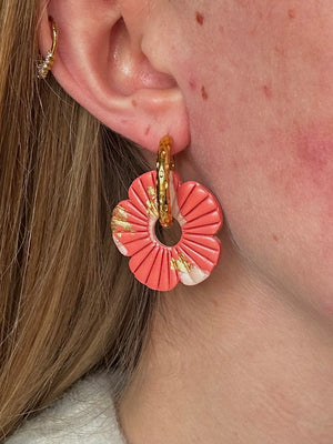 Pampilles Avelia - Corail et Or (sans créoles)