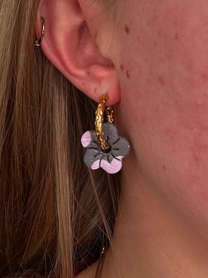 Pampilles Maya - Gris et Rose (sans créoles)