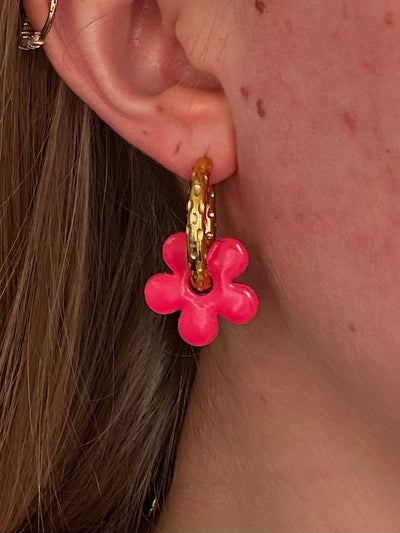 Pampilles Fleur - Rose fuchsia (sans créoles)