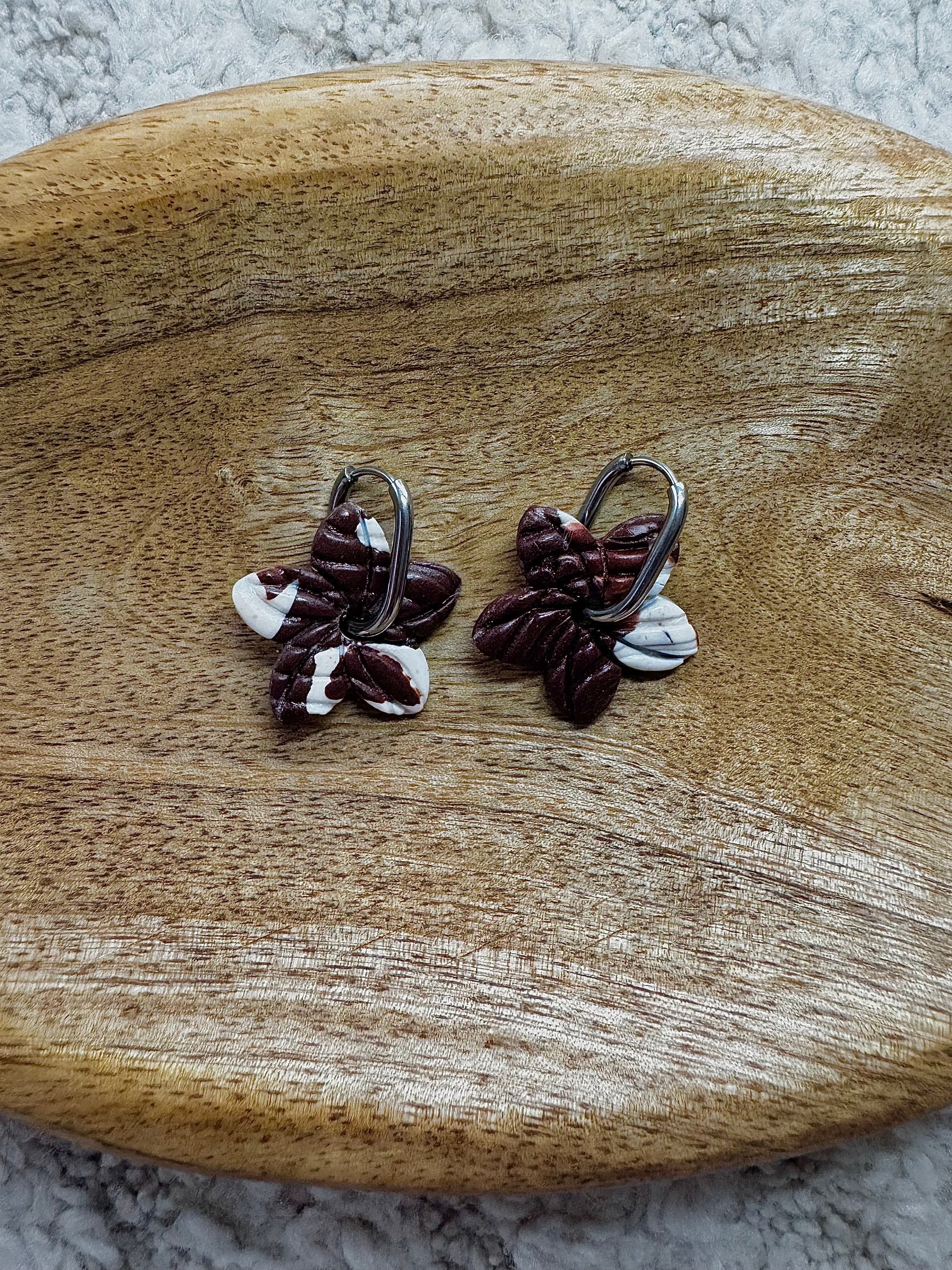 Pampilles - Marron et Blanche (sans créoles)