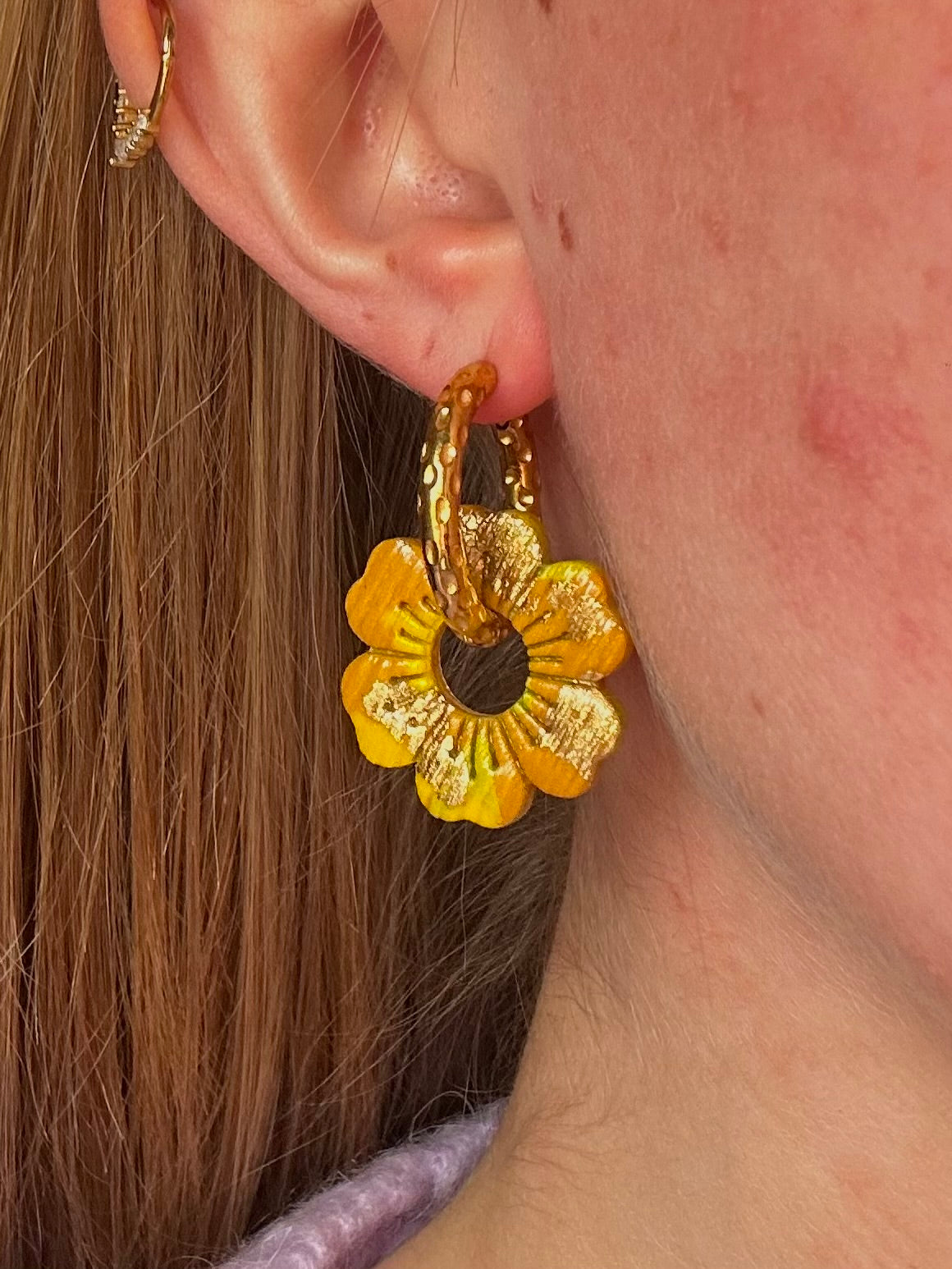 Pampilles Lyora - Jaune, Vert et Or (sans créoles)