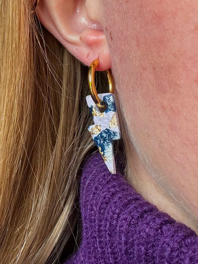 Pampilles Éclair - Lilas, Bleu pailleté, Blanc (sans créoles)