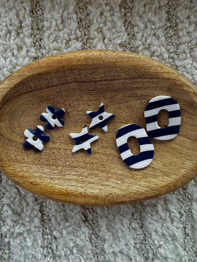 Pampilles - Rayures Marine et Blanches (sans créoles)