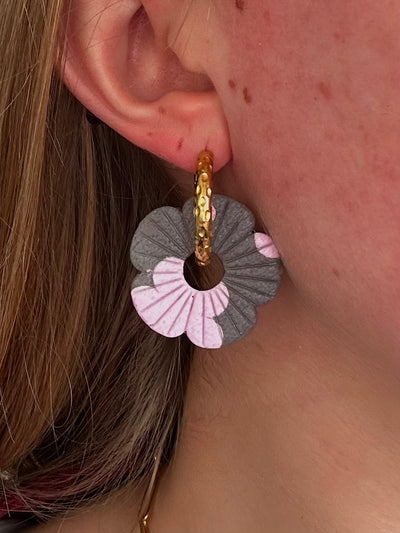 Pampilles Avelia - Gris et Rose (sans créoles)