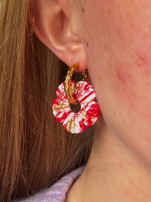 Pampilles Avélia - Rouge Blanc et Or (sans créoles)