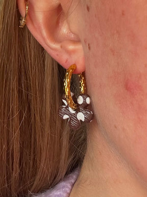 Pampilles Fleur - Pois Marron (sans creoles)