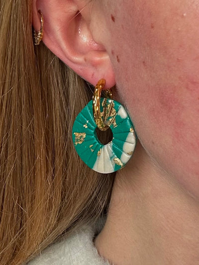 Pampilles Azalée - Bleu canard et Or (sans créoles)