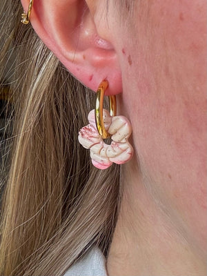 Pampilles Maya - Rose et Crème (sans créoles)