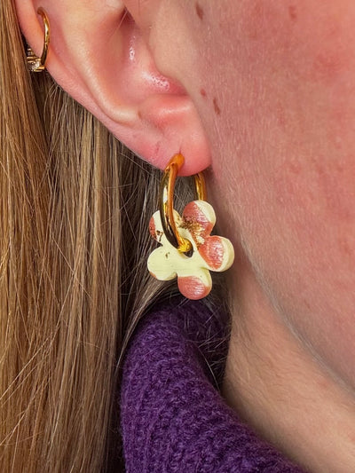 Pampilles Fleur - Jaune, Rose et Or (sans créoles)