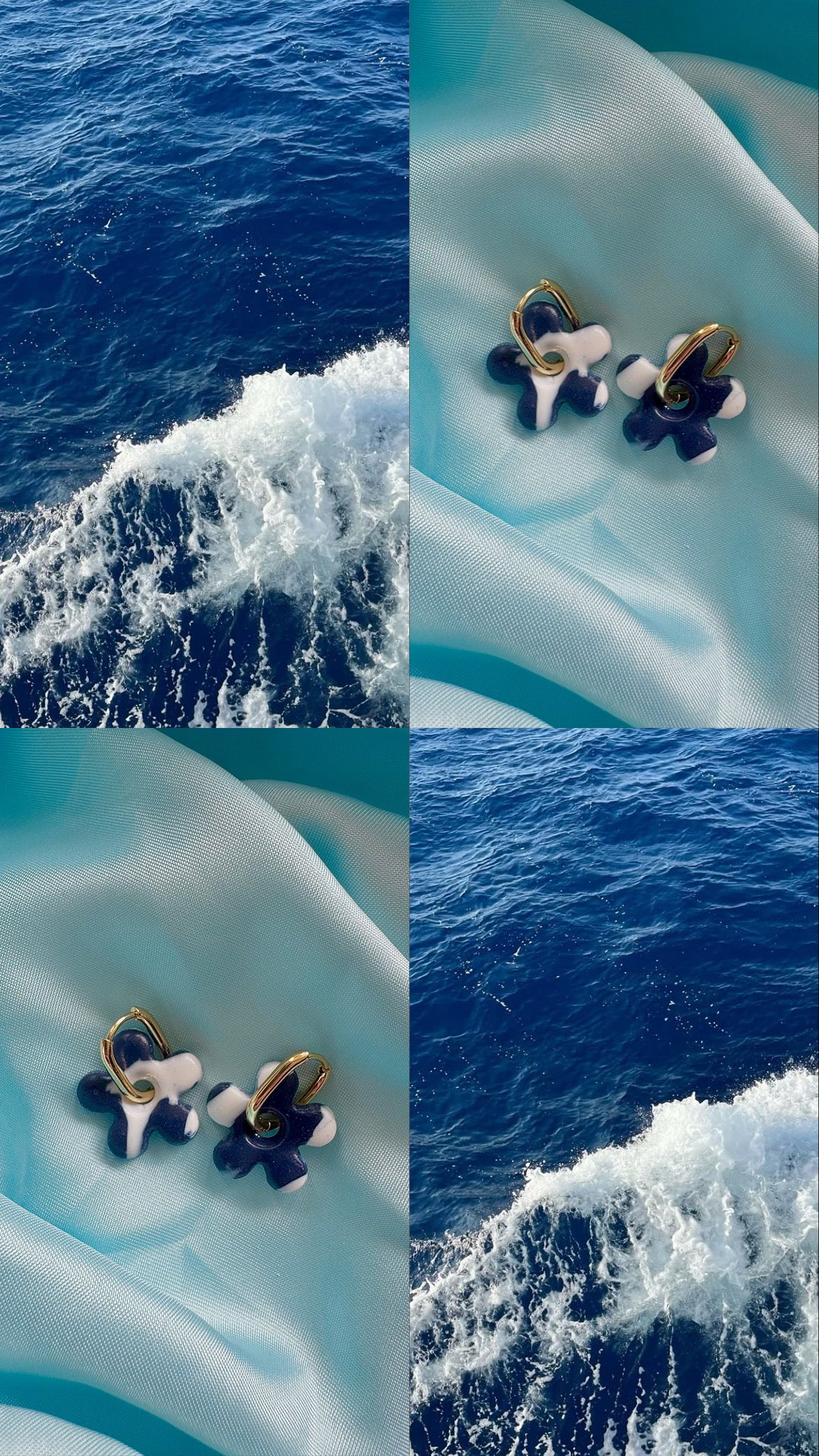 Pampilles - Bleu marine et blanche (sans créoles)