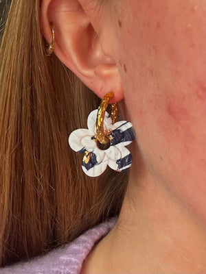 Pampilles Solea - Bleu marine et Blanc (sans créoles)