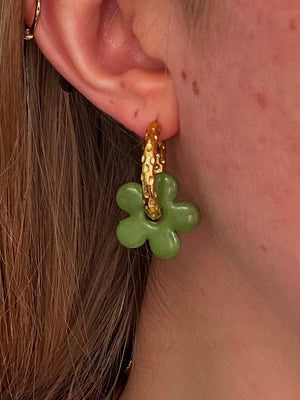 Pampilles Fleur - Vert (sans créoles)