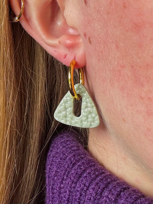 Pampilles Trionis - Vert clair, Effet cuir (sans créoles)