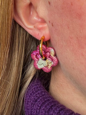 Pampilles Mini Solea - Prune pailleté, Kaki et Or (sans créoles)