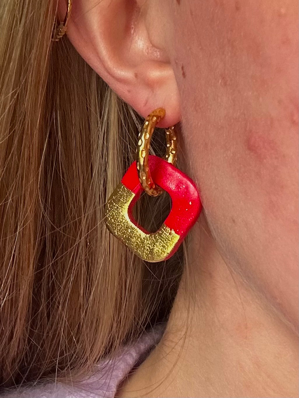 Pampilles Cubia - Rouge et Or (sans créoles)