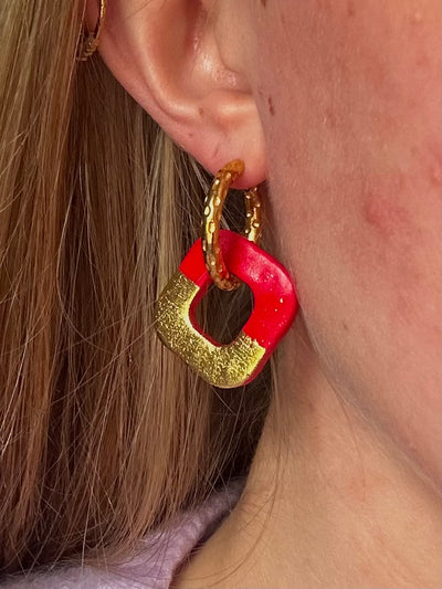 Pampilles Cubia - Rouge et Or (sans créoles)