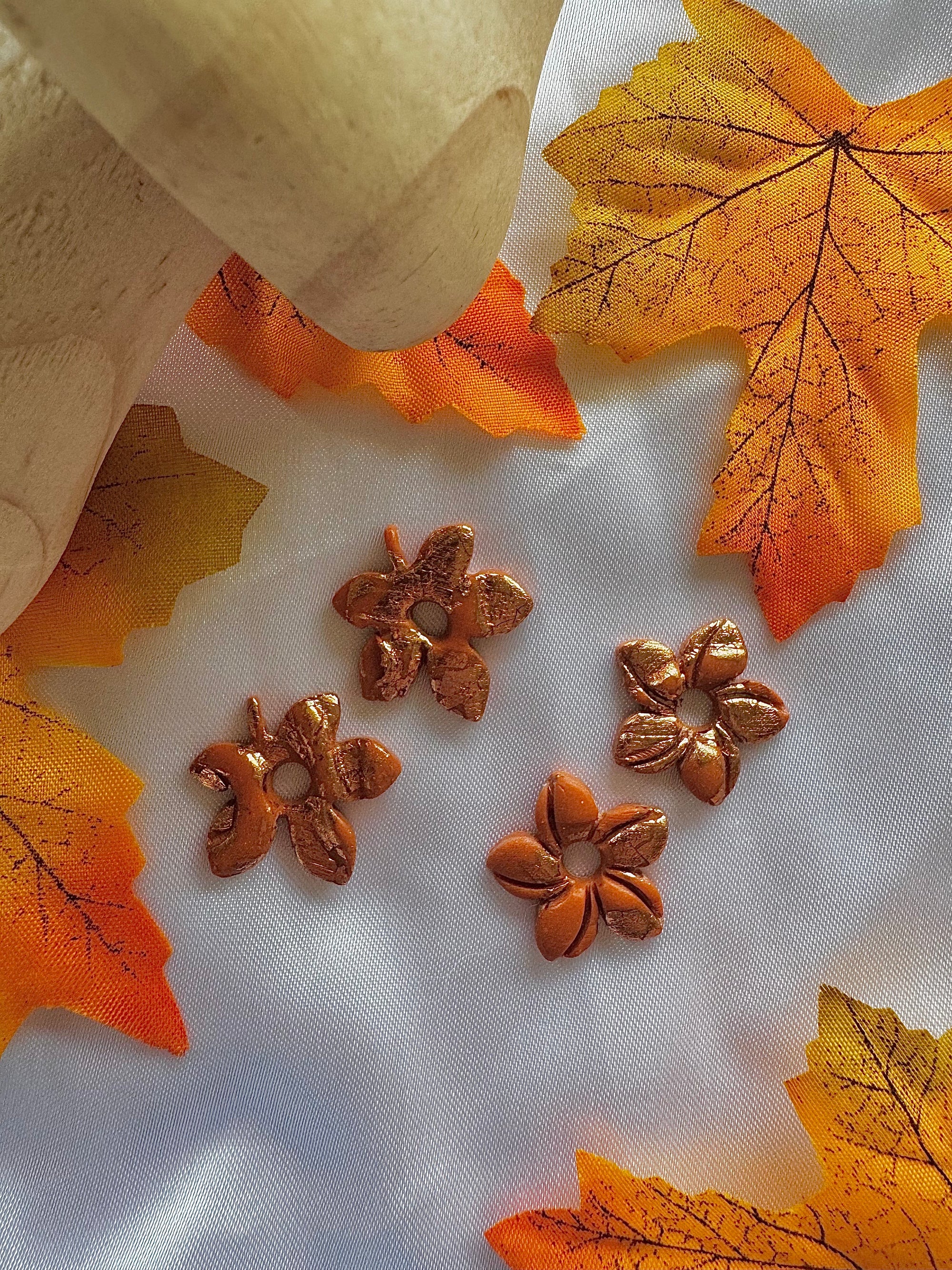 Pampilles - Orange et Feuille d'or (sans créoles)