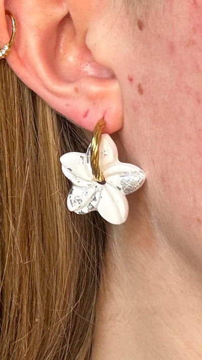 Pampilles Vaiana - Blanc et Argent (sans créoles)