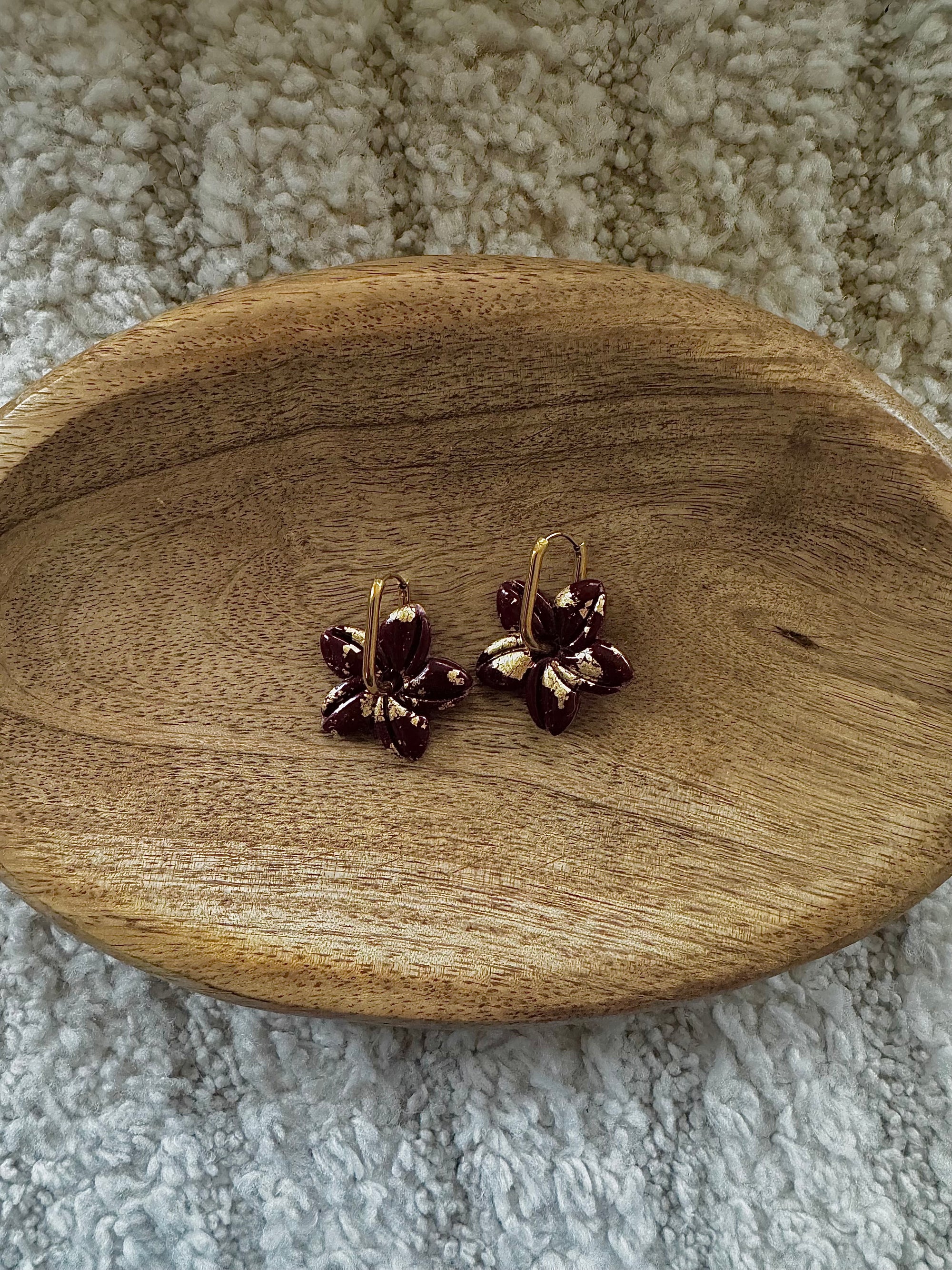 Pampilles - Bordeaux et Or (sans créoles)