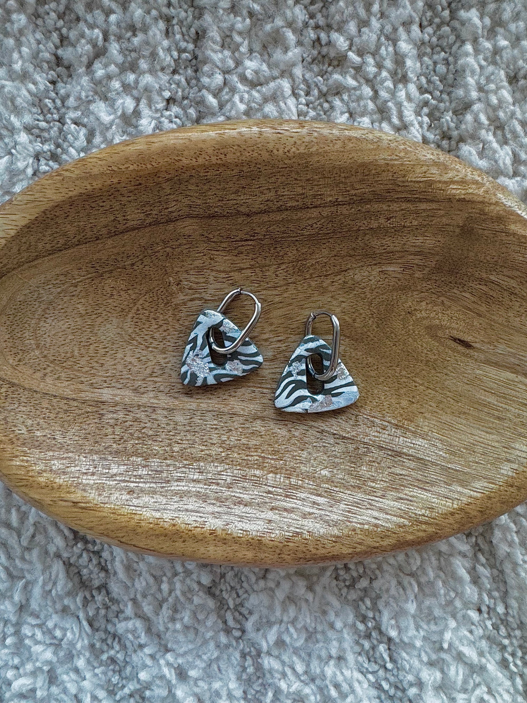 Pampilles - Zèbre Blanc et Gris (sans créoles)