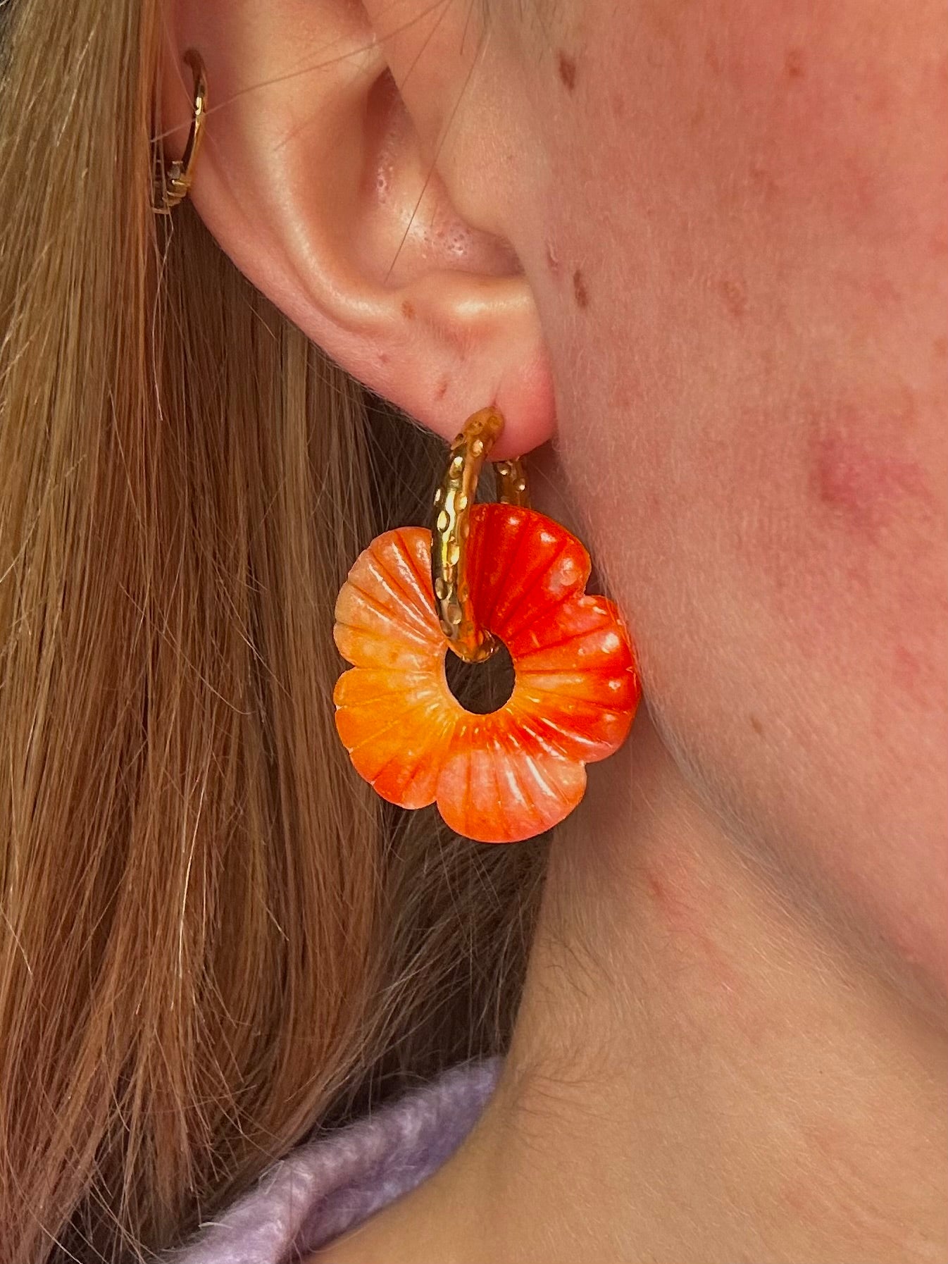 Pampilles Avélia - Orange transparent (sans créoles)