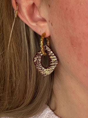 Pampilles Loxira - Bordeaux et Or (sans créoles)