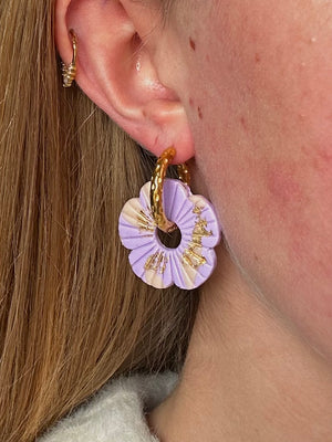 Pampilles Avelia - Violet et Or (sans créoles)