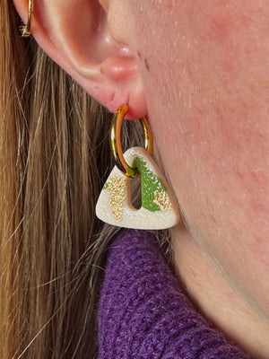 Pampilles Trionis - Vert, Blanc et Or (sans créoles)