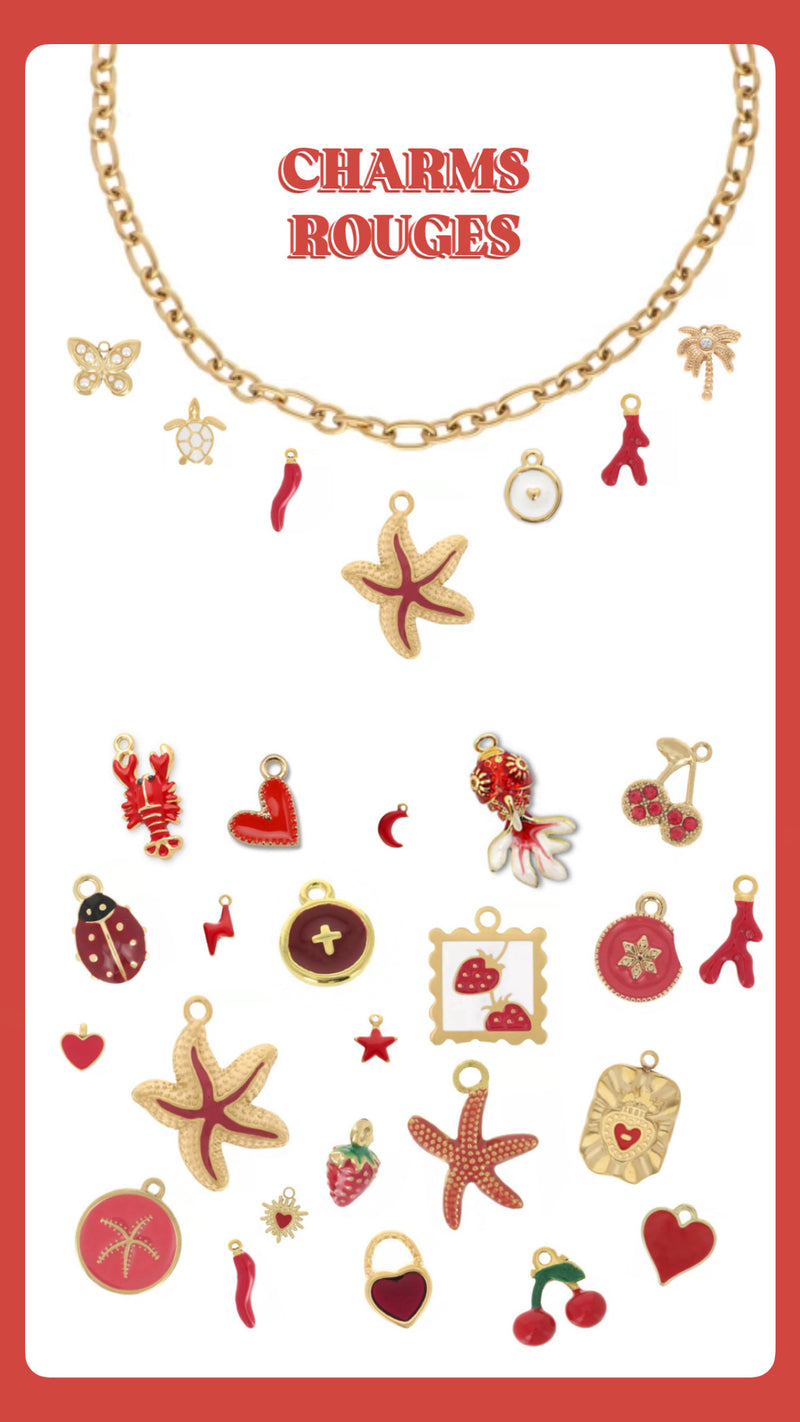Charms à clipser - Rouge (Bracelets et Colliers)