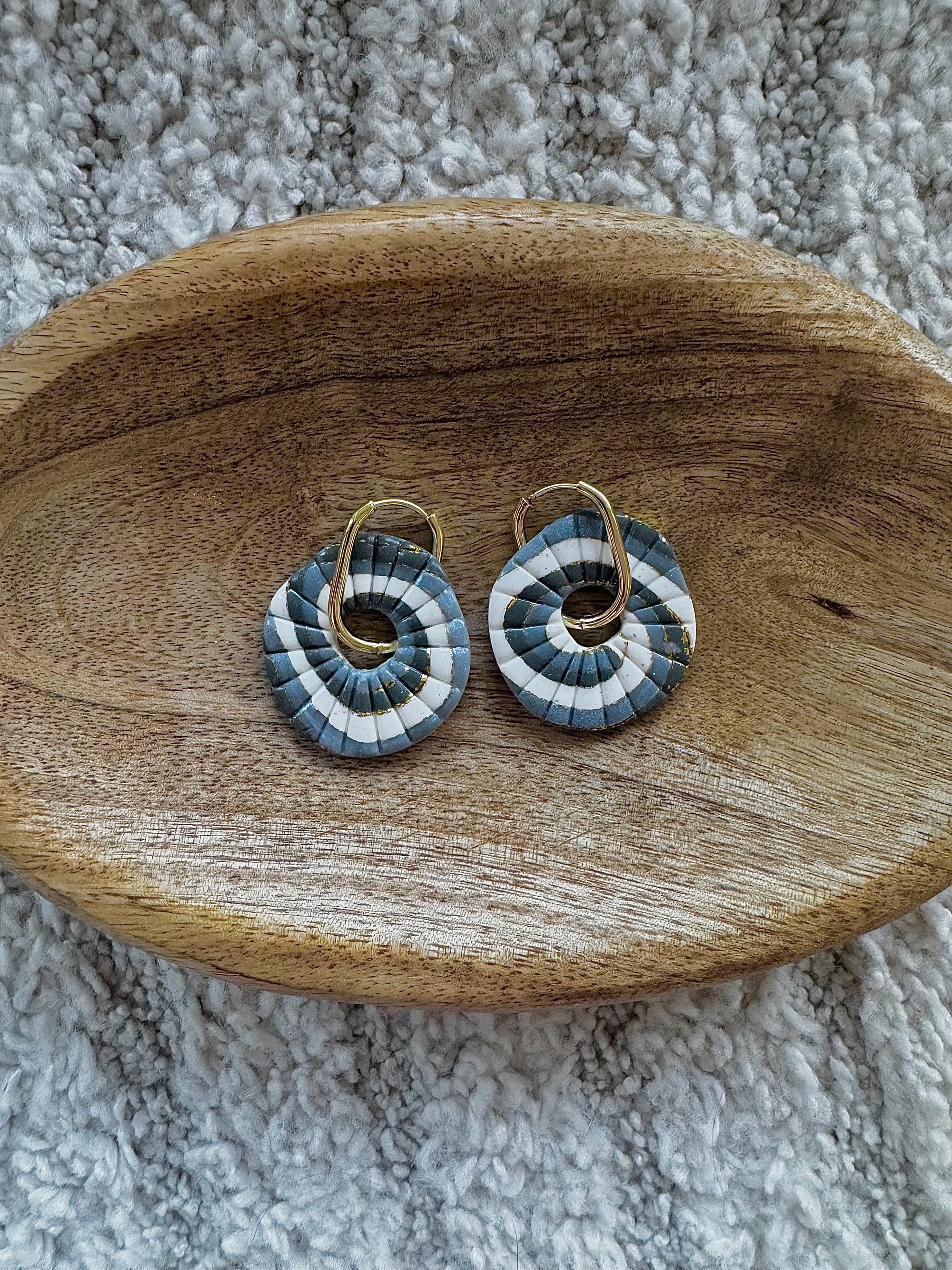 Pampilles - Cercle Gris, Blanc et Or (sans créoles)